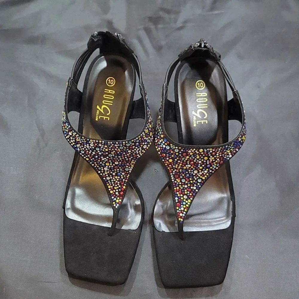 BRAND NEW ROUGE ZEAL MULTI-COLOR RHINESTONES EMBELLISHMENTS SLIDES SANDAL G1